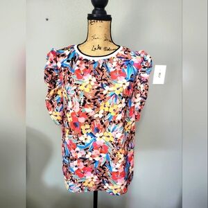 Boutique Floral Multicolor Women's Top with bloused sleeve